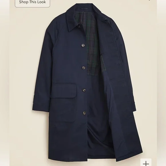 Mens JCrew Navy Blue Trench Coat Rivington car coat rain jacket size 38S - Picture 7 of 13